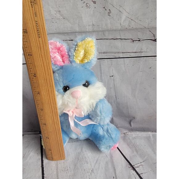 Forever Beautiful Bunny Rabbit Yellow Pink Blue Plush Easter Stuffed Animal 7in - Picture 4 of 4